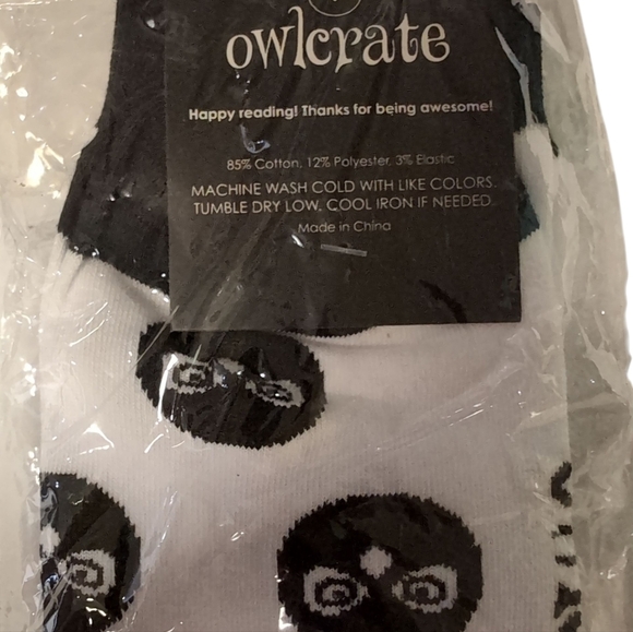 Owlcrate Socks Adult Women's Small Black White Owl Pattern Cotton Blend New - Picture 7 of 7